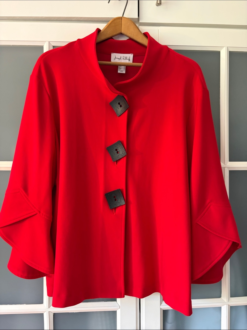 Joseph Ribkoff Bold Red Button-Front Tunic